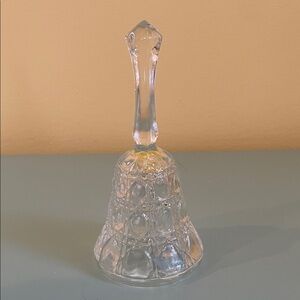 Vintage 5” Clear Pressed Clear Glass Dinner Bell with Etched Handle